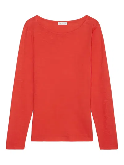 Marc O'polo Long-sleeve Boat-neck Top In Red