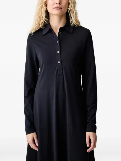 Marc O'polo Long-sleeve Button-fastening Midi Dress In Blue