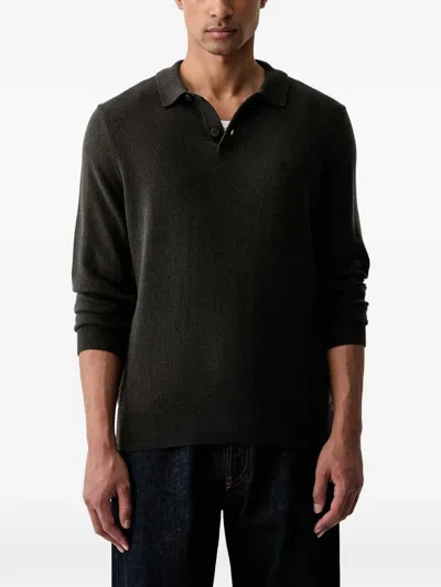 Marc O'polo Long-sleeve Embroidered-logo Polo Sweater In Grey