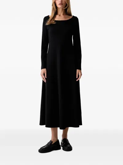 Marc O'polo Long-sleeve Jersey Midi Dress In Black