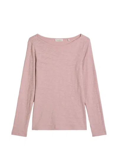 Marc O'polo Long-sleeve Slub-jersey T-shirt In Pink
