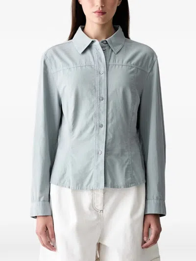 Marc O'polo Long-sleeved Corduroy Shirt In Blue