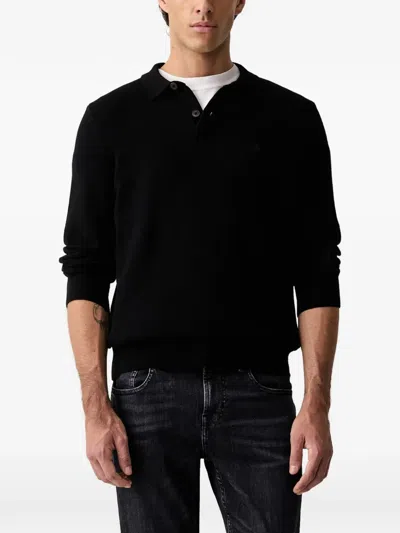 Marc O'polo Long-sleeved Polo-collar Sweater In Black