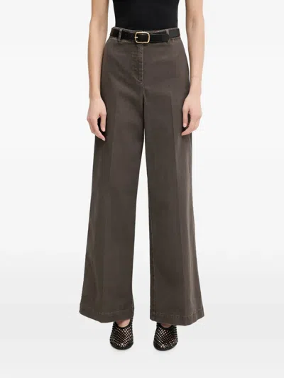 Marc O'polo Margo Wide-leg Pressed-crease Trousers In Brown