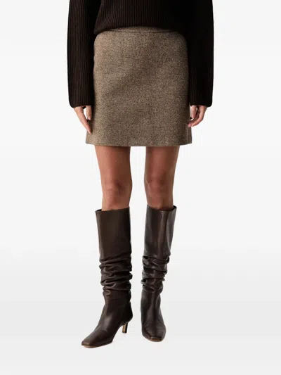 Marc O'polo Mélange-effect Mini Skirt In Brown