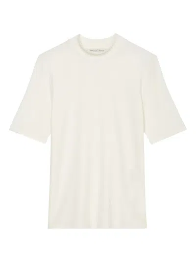 Marc O'polo Mock-neck Short-sleeve Top In White