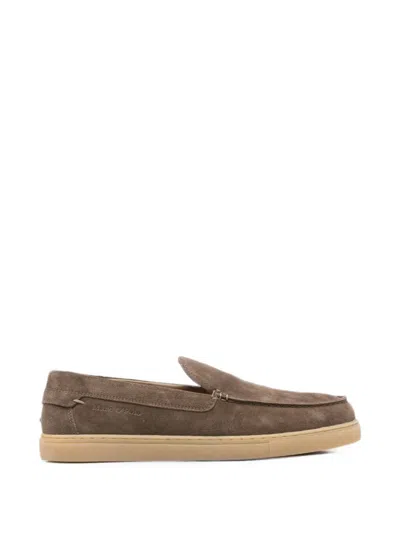 Marc O'polo Model Check Suede Slip-on Loafers In Black
