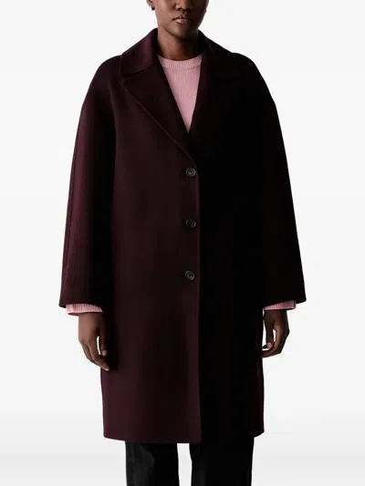 Marc O'polo Notch-lapel Single-breasted Coat In Burgundy