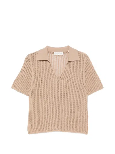 Marc O'polo Open-knit Polo-collar T-shirt In Multi