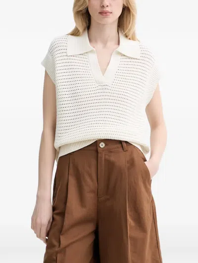 Marc O'polo Open-knit V-neck Vest In Neutral