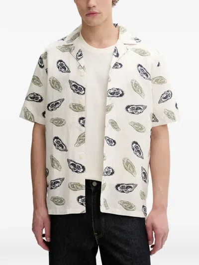 Marc O'polo Oyster-print Short-sleeve Shirt In Neutral