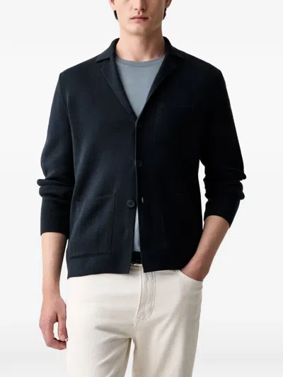 Marc O'polo Patch-pocket Button-up Cardigan In Blue