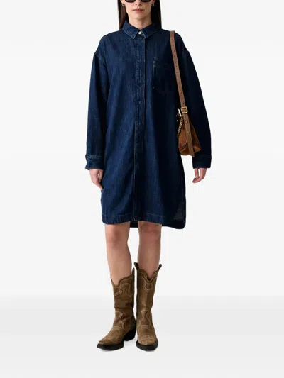 Marc O'polo Patch-pocket Mini Shirt Dress In Blue