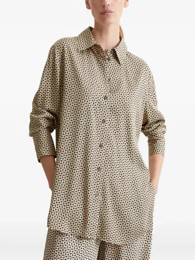 Marc O'polo Patterned Button-up Shirt In Gold
