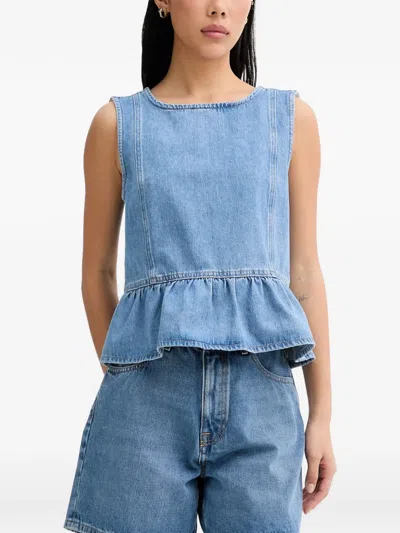 Marc O'polo Peplum Sleeveless Blouse In Blue