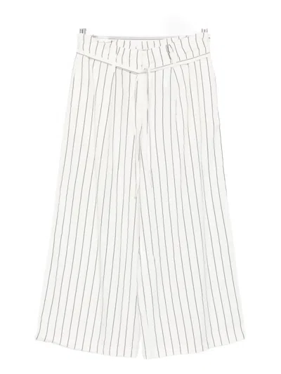Marc O'polo Pinstriped Belted Trousers In White
