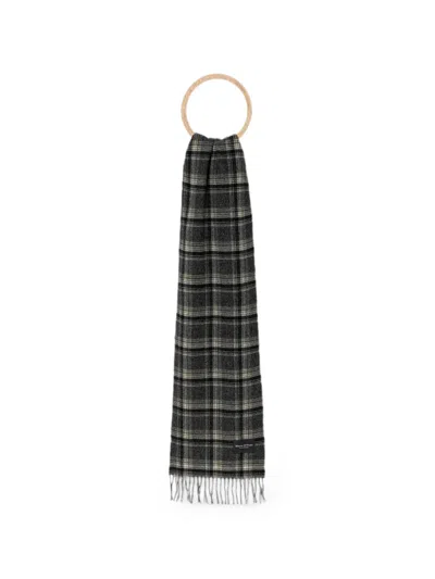 Marc O'polo Plaid Fringed Scarf In Gray