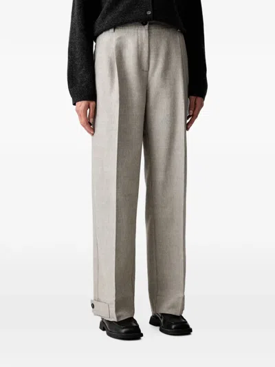 Marc O'polo Pleated Button-cuff Trousers In Gray