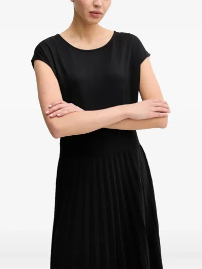 Marc O'polo Pleated Cap-sleeve Dress In Black