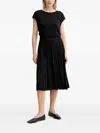 Marc O'polo Cap-sleeve Flared Midi Dress In Black