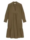 Marc O'polo Pleated Long-sleeves Midi Dress In Brown