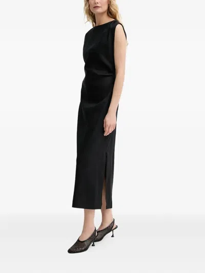 Marc O'polo Pleated Midi Dress In Black
