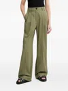 Marc O'polo Pleated Wide-leg Trousers In Green