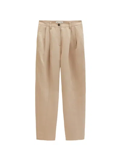 Marc O'polo Pleated Woven Trousers In Brown
