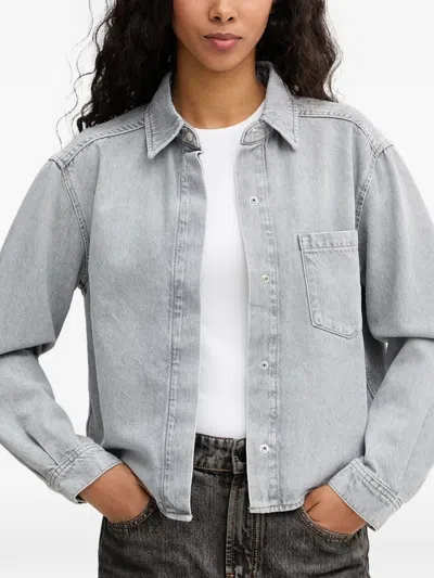 Marc O'polo Pocket-detail Collared Denim Shirt In Gray