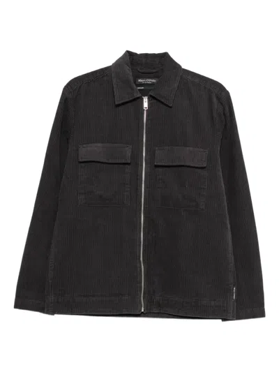 Marc O'polo Pocket Zip-up Overshirt In Black