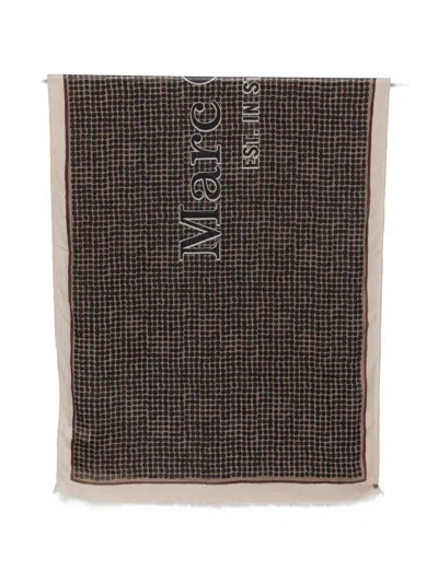 Marc O'polo Polka-dot Logo-print Scarf In Multi