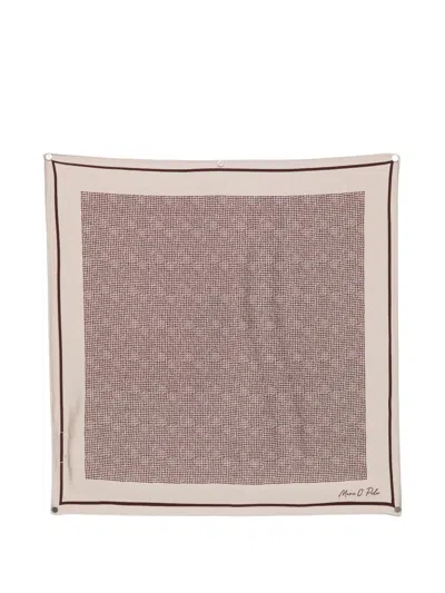 Marc O'polo Polka-dot Square Scarf In Brown