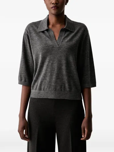 Marc O'polo Polo-collar Sweater In Gray