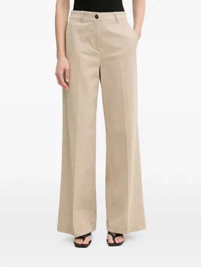 Marc O'polo Pressed-crease Wide-leg Trousers In Neutral