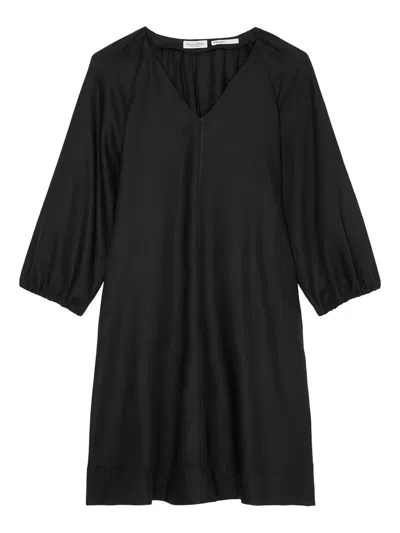Marc O'polo Puff-sleeve V-neck Dress In Black
