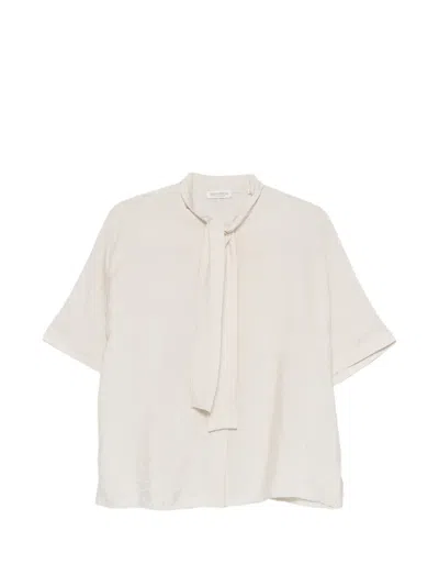 Marc O'polo Pussy-bow Short-sleeve Blouse In White