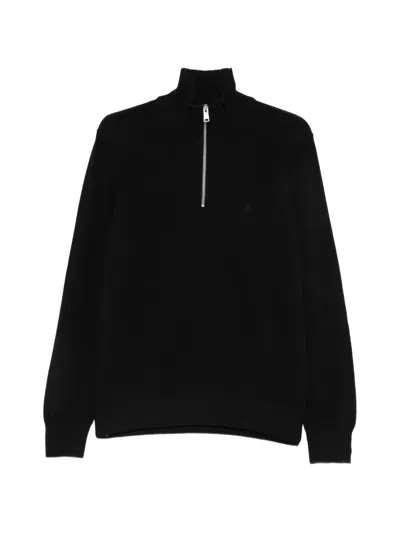 Marc O'polo Quarter-zip Knitted Sweater In Black