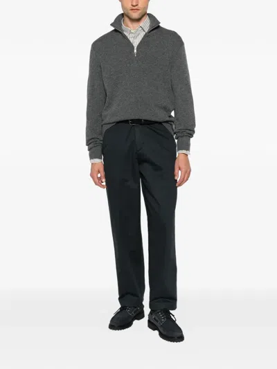 Marc O'polo Quarter-zip Knitted Sweater In Gray