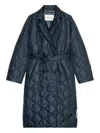 Marc O'polo Quilted Belted Coat In Blue
