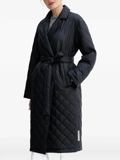 Marc O'polo Quilted Belted Coat In Blue