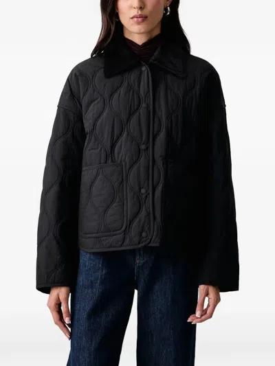 Marc O'polo Quilted Corduroy-collar Jacket In Black