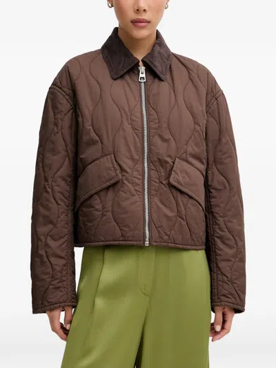 Marc O'polo Quilted Corduroy-collar Jacket In Brown