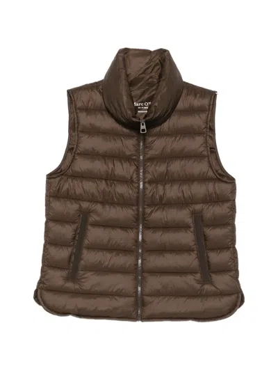 Marc O'polo Quilted High-neck Gilet In Brown