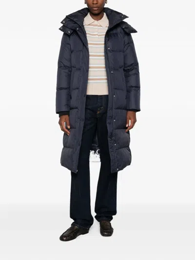 Marc O'polo Quilted Hooded Coat In Blue