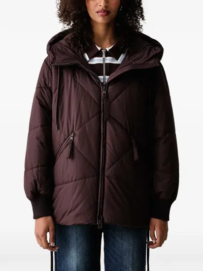 Marc O'polo Quilted Hooded Parka In Burgundy