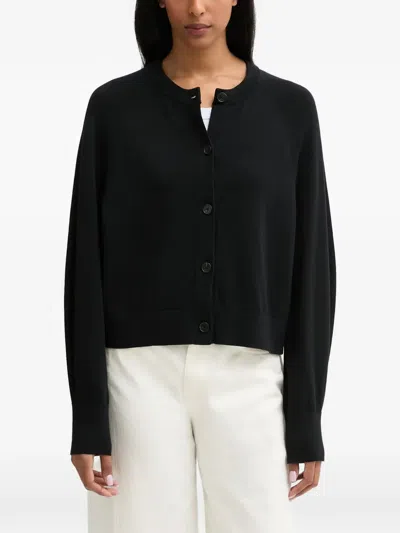 Marc O'polo Raglan-sleeve Button-up Cardigan In Black