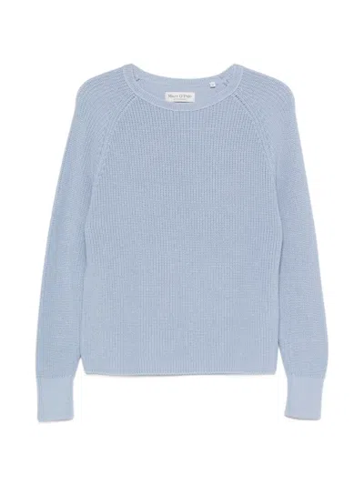 Marc O'polo Raglan-sleeve Ribbed-knit Knit In Blue