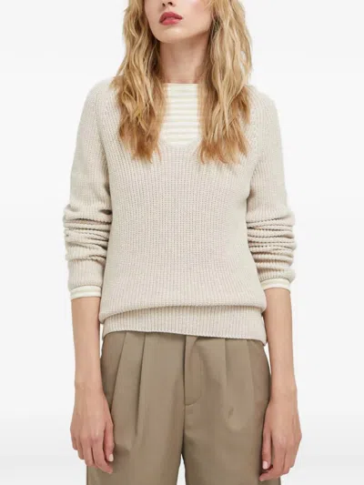 Marc O'polo Raglan-sleeve V-neck Sweater In Neutral