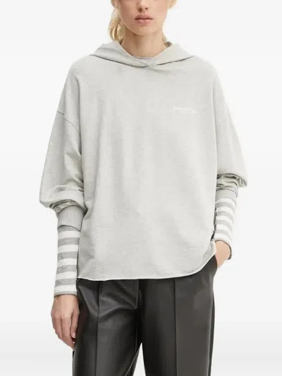 Marc O'polo Raw-edge Hoodie In Gray
