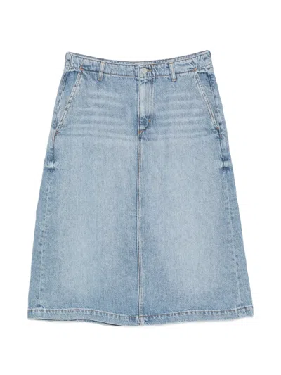 Marc O'polo Rear-slit Midi Denim Skirt In Blue